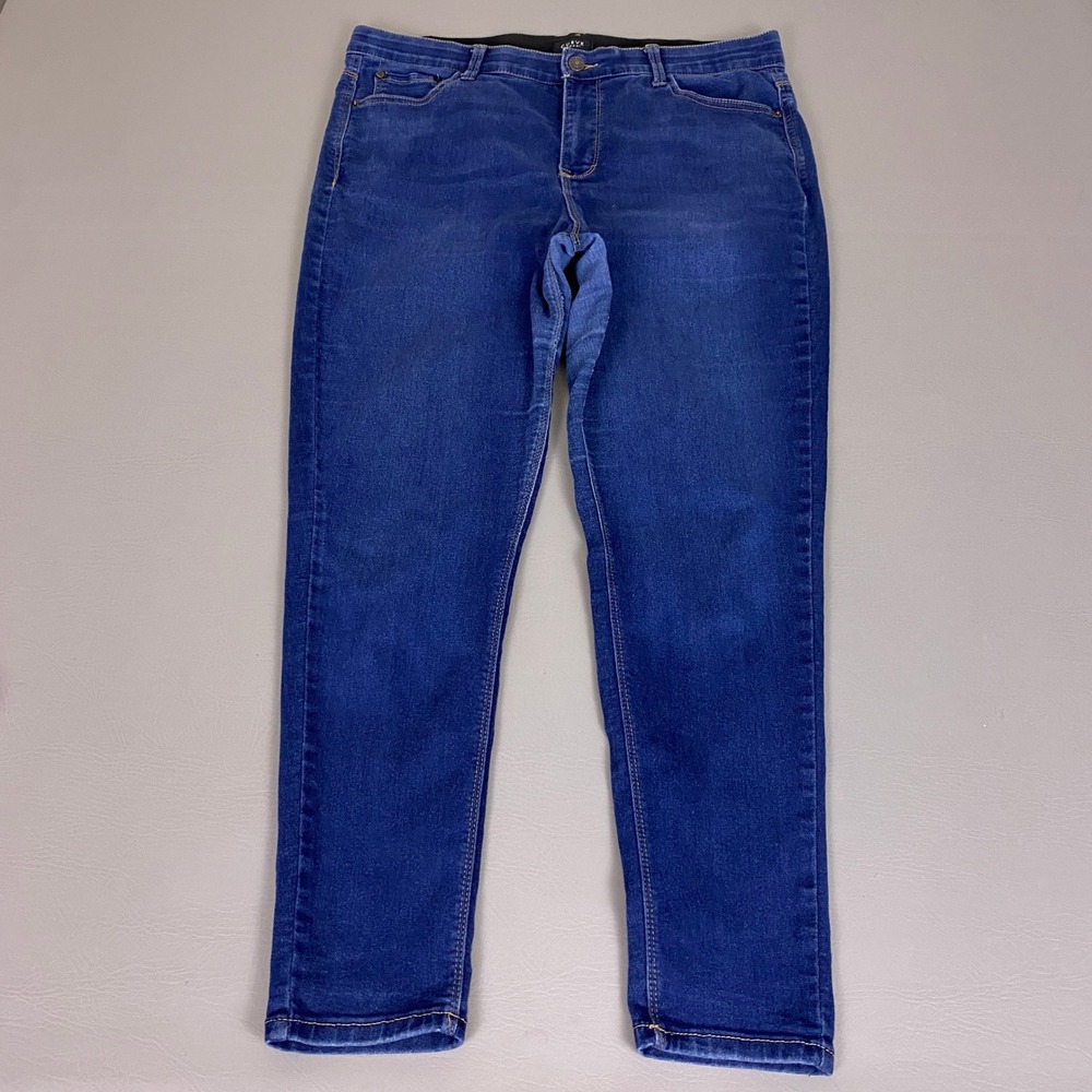 Curve Appeal Skinny Jeans Women's 16W Blue Dark Wash Elastic Waist Stretch *Wear